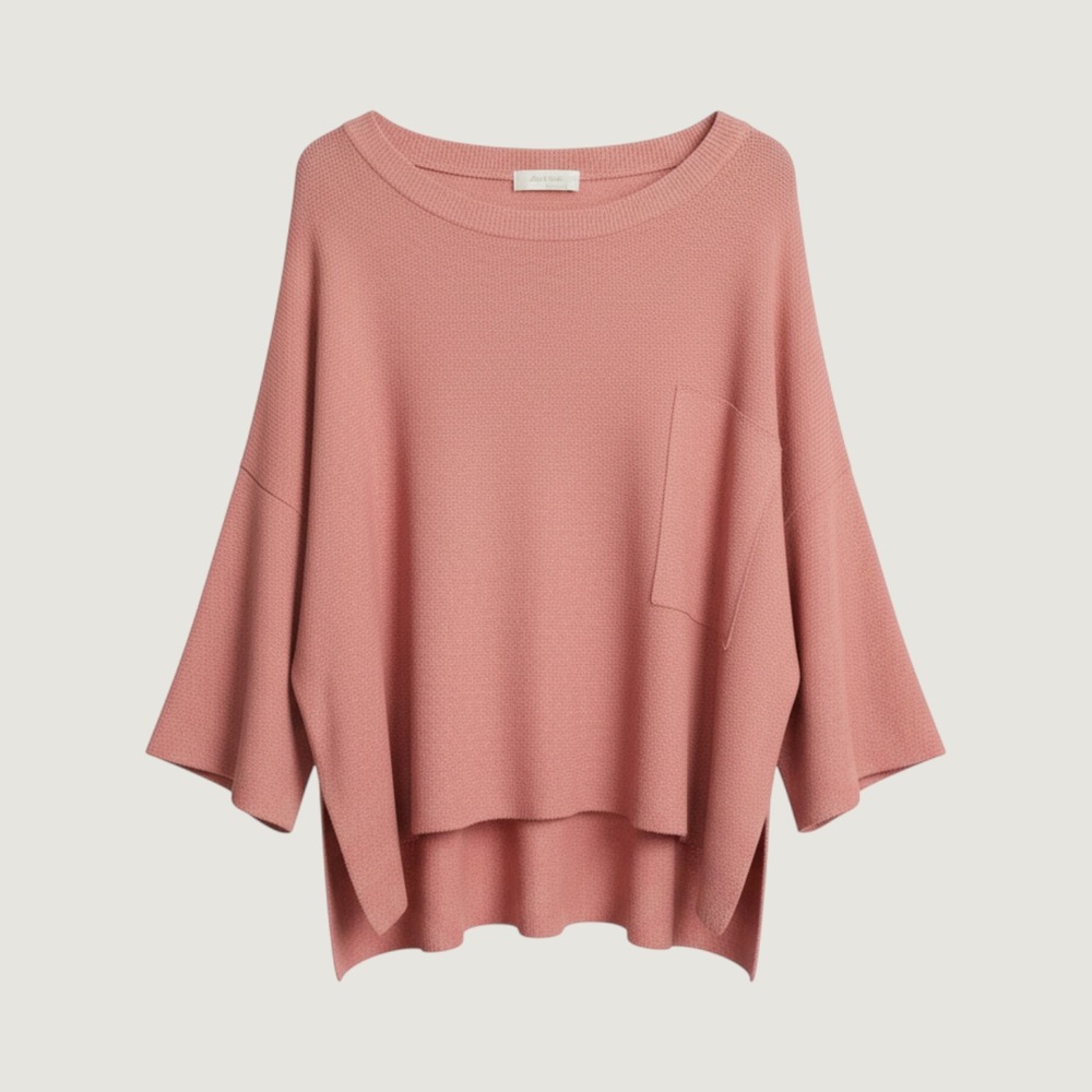 Altar'd State Waffle Knit Top Dusty Rose Pink Oversized Cropped Hi Low L